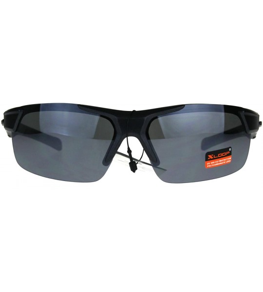 Sport Xloop Sunglasses Mens Wrap Half Rim Sports Fashion Light Weight UV 400 - Gunmetal - CF1802O0OX0 $19.34