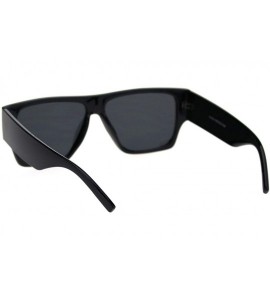 Rectangular Mens Thick Arm Flat Top Gangster Mob Plastic Sunglasses - All Black - CI18SIRRK5X $19.81