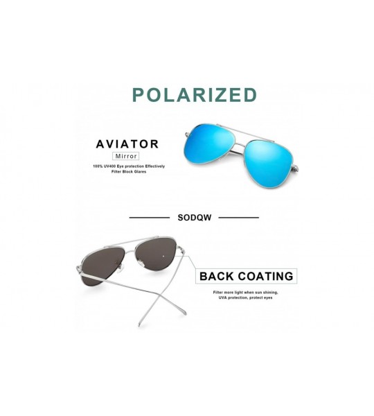 Round Aviator Sunglasses Women Polarized - Mirrored Lens UV Protection - Fashion Large Frame Eyeglasses - CE18S7LW92L $30.96