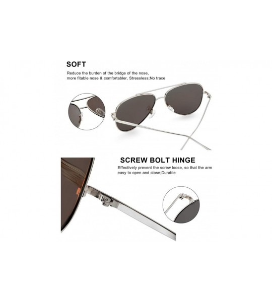 Round Aviator Sunglasses Women Polarized - Mirrored Lens UV Protection - Fashion Large Frame Eyeglasses - CE18S7LW92L $30.96