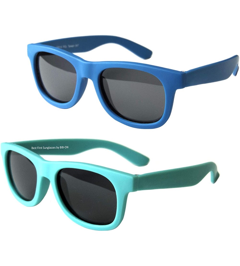 Wayfarer Vintage 2 Pack - Baby - Toddler's First Sunglasses for Ages 1-2 Years - Blue and Teal - C212N7BID7G $22.92