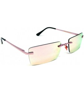 Aviator Ambassador Classic Slim Rimless Rectangular Luxury Sunglasses - Pink Black Frame - CW18WQYMHT8 $21.19