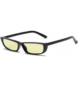 Rectangular Vintage Square Small Sunglasses Women Acetate Frame Eyewear B2292 - Black/Yellow - CP180M2ECQ7 $19.53