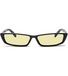 Rectangular Vintage Square Small Sunglasses Women Acetate Frame Eyewear B2292 - Black/Yellow - CP180M2ECQ7 $19.53