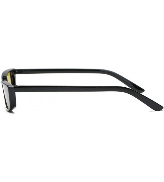 Rectangular Vintage Square Small Sunglasses Women Acetate Frame Eyewear B2292 - Black/Yellow - CP180M2ECQ7 $19.53