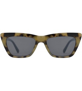 Cat Eye Small Vintage Rectangular Cat Eye Sunglasses for Women with Flat Lens - Marble Black + Smoke - CX195Q0Y37R $24.71