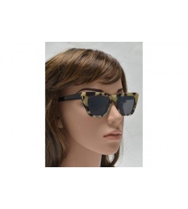 Cat Eye Small Vintage Rectangular Cat Eye Sunglasses for Women with Flat Lens - Marble Black + Smoke - CX195Q0Y37R $24.71