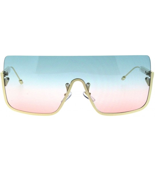 Shield Womens Oceanic Pimp Tie Dye Gradient Lens Oversize Shield Sunglasses - Green Pink - CU18QG328D7 $26.82