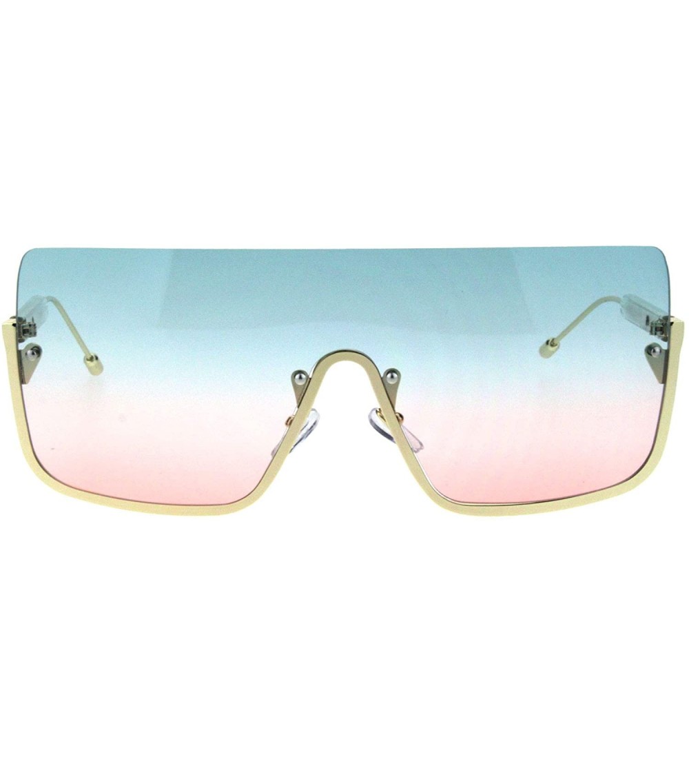 Shield Womens Oceanic Pimp Tie Dye Gradient Lens Oversize Shield Sunglasses - Green Pink - CU18QG328D7 $26.82
