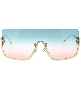 Shield Womens Oceanic Pimp Tie Dye Gradient Lens Oversize Shield Sunglasses - Green Pink - CU18QG328D7 $26.82