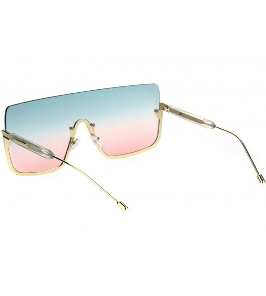 Shield Womens Oceanic Pimp Tie Dye Gradient Lens Oversize Shield Sunglasses - Green Pink - CU18QG328D7 $26.82