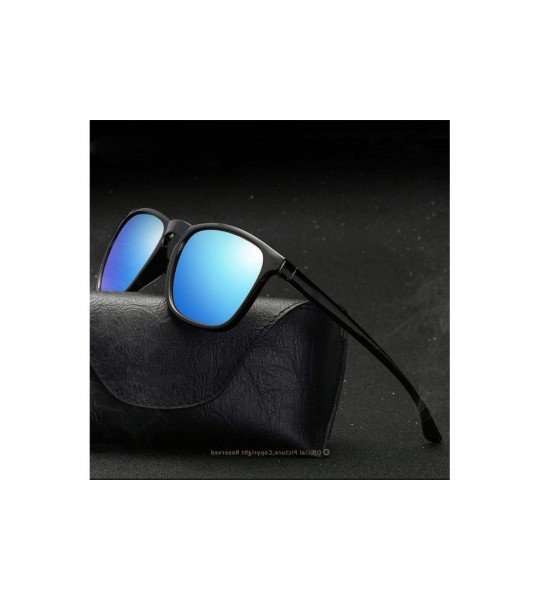 Aviator Mens Polarized Sunglasses Fashion Sun Glasses Male Driving Blue Multi - Bright Black - CW18XE0M0DT $18.97