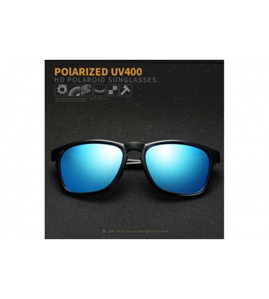 Aviator Mens Polarized Sunglasses Fashion Sun Glasses Male Driving Blue Multi - Bright Black - CW18XE0M0DT $18.97