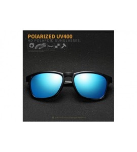 Aviator Mens Polarized Sunglasses Fashion Sun Glasses Male Driving Blue Multi - Bright Black - CW18XE0M0DT $18.97