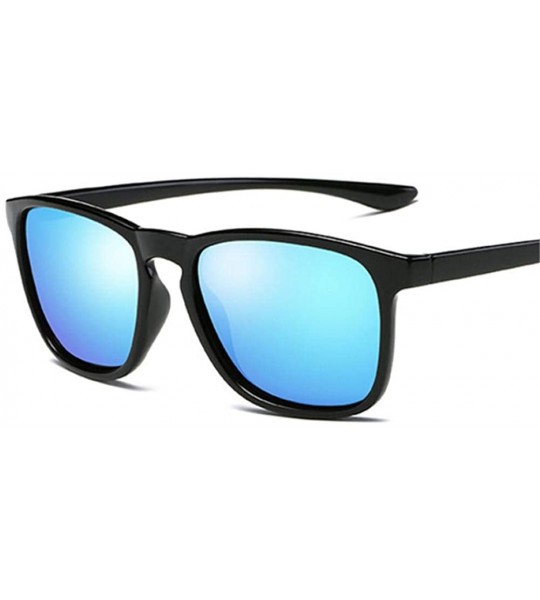 Aviator Mens Polarized Sunglasses Fashion Sun Glasses Male Driving Blue Multi - Bright Black - CW18XE0M0DT $18.97