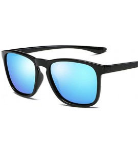 Aviator Mens Polarized Sunglasses Fashion Sun Glasses Male Driving Blue Multi - Bright Black - CW18XE0M0DT $18.97