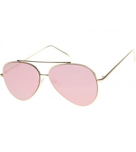 Cat Eye Mirrored Oversized Aviator Sunglasses for Women with Flat Mirror Lens 58mm - Gold / Pink Mirror - CN12EH1986L $19.62