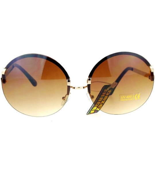 Rimless Fashion Womens Sunglasses Super Oversized Rimless Round Circle Frame - Gold (Brown) - CP18957SNLT $19.91