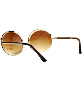 Rimless Fashion Womens Sunglasses Super Oversized Rimless Round Circle Frame - Gold (Brown) - CP18957SNLT $19.91