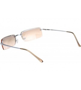 Rimless Mens Spring Hinge Narrow Rectangular Rimless Classy Metal Rim Sunglasses - Silver Pink - CM18R289ZSN $22.13