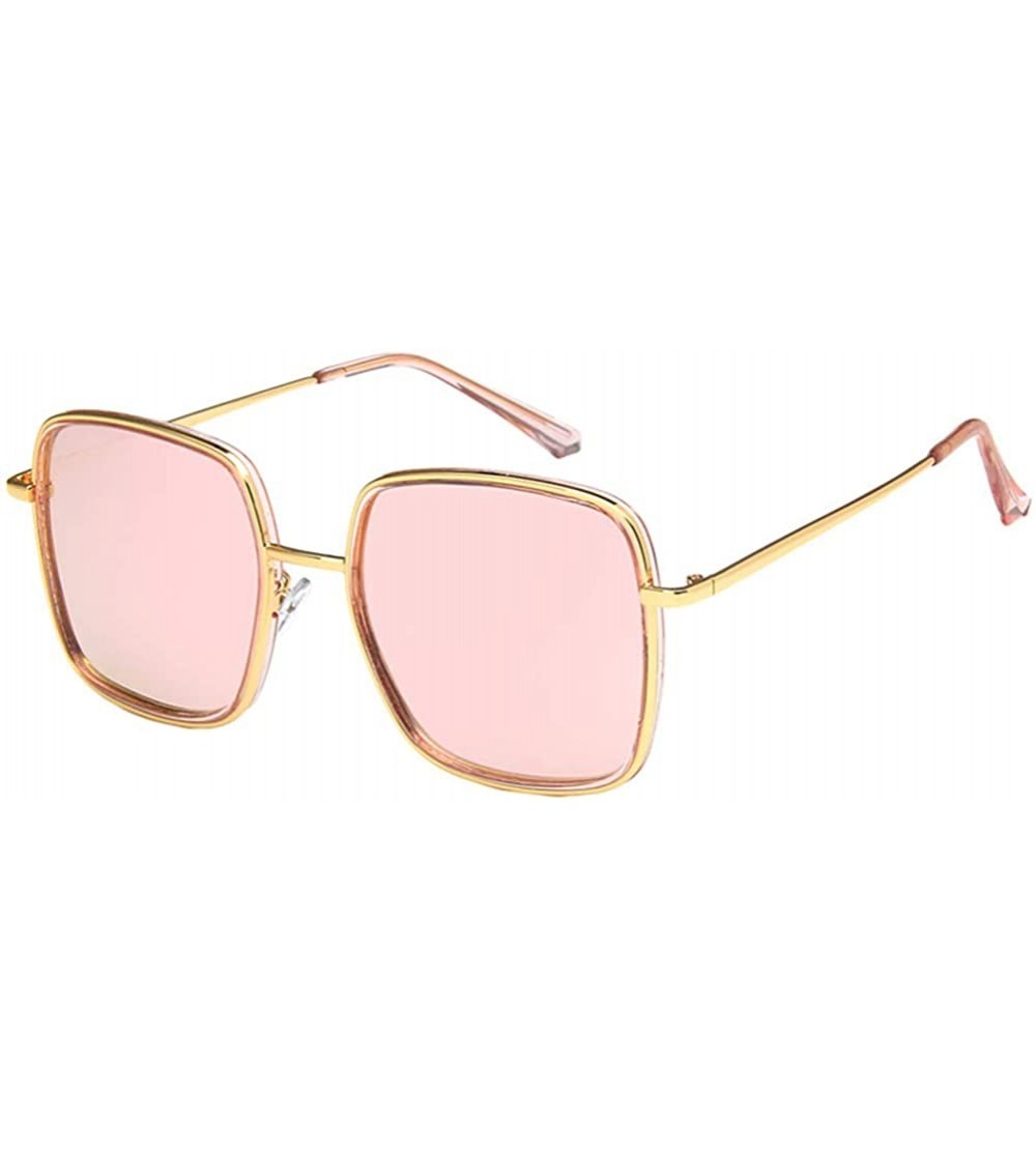 Square Unisex Sunglasses Fashion Gold Pink Drive Holiday Square Non-Polarized UV400 - Gold Pink - CS18RLIZ9ON $17.95