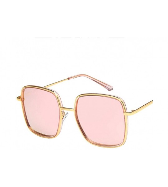 Square Unisex Sunglasses Fashion Gold Pink Drive Holiday Square Non-Polarized UV400 - Gold Pink - CS18RLIZ9ON $17.95