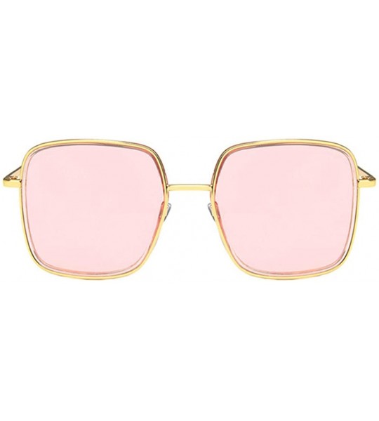 Square Unisex Sunglasses Fashion Gold Pink Drive Holiday Square Non-Polarized UV400 - Gold Pink - CS18RLIZ9ON $17.95