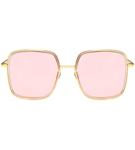 Square Unisex Sunglasses Fashion Gold Pink Drive Holiday Square Non-Polarized UV400 - Gold Pink - CS18RLIZ9ON $17.95