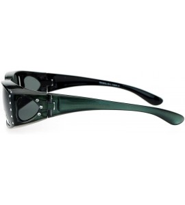 Rectangular Womens Rhinestone Polarized Lens Rectangular 60mm Fit Over Sunglasses - Grey - CC12N1Q3SOE $27.60
