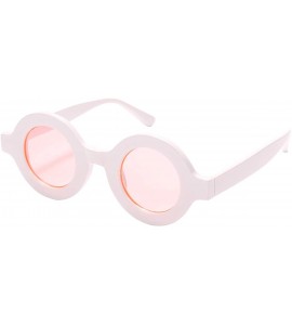 Oval Oversize Fashion Thick Bold Frame Round Sunglasses Anti-UV Outdoor Colorful Glasses - White Frame / Pink Lens - CC18RHKE...