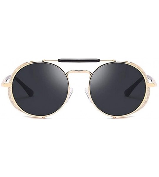 Round Metal Round Frame Steampunk Sunglasses for Men and Women UV400 - C4 Silver Blue - CL198CZDEZE $23.96