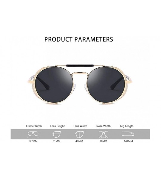 Round Metal Round Frame Steampunk Sunglasses for Men and Women UV400 - C4 Silver Blue - CL198CZDEZE $23.96