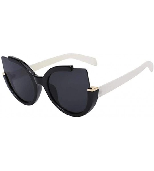 Oversized Cutout Cat Eye Oversized Mirrored Sunglasses - Black/ White - CG18XQ7E5YA $23.58