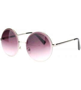 Oversized Womens Round Sunglasses Metal Frame Beveled Edge Circle Lens - Silver - CP11NP1TY4L $18.23