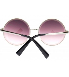 Oversized Womens Round Sunglasses Metal Frame Beveled Edge Circle Lens - Silver - CP11NP1TY4L $18.23