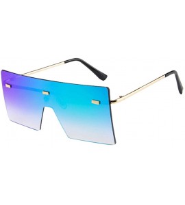 Square Oversized Square Sunglasses Flat Top Fashion Shades Oversize Sunglasses - Green - CD195NHISEE $17.10