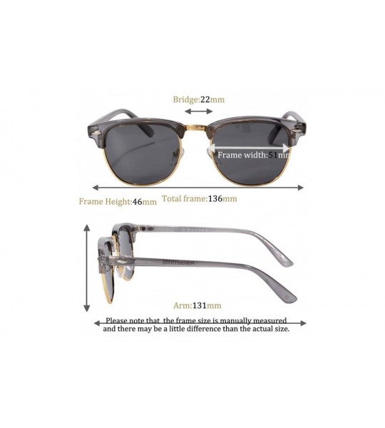 Square Wooden Fashion Sunglasses Polarized Sun Protection Half Rim Sunglasses for Women - 5862 - Black+grey - CU194HNX6ZY $23.94