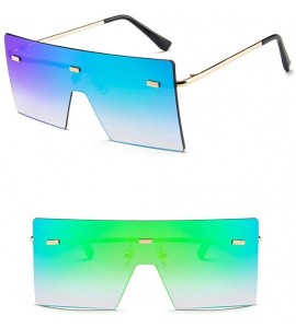 Square Oversized Square Sunglasses Flat Top Fashion Shades Oversize Sunglasses - Green - CD195NHISEE $17.10