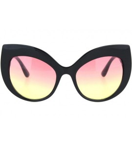 Oversized Womens Owl Brow Cat Eye Thick Plastic Fashion Sunglasses - Black Pink Yellow - C918OWZD645 $19.93