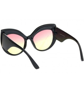 Oversized Womens Owl Brow Cat Eye Thick Plastic Fashion Sunglasses - Black Pink Yellow - C918OWZD645 $19.93