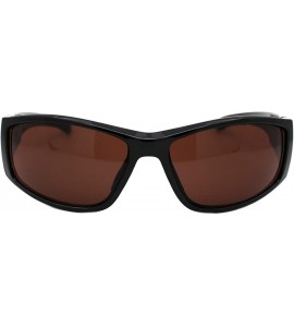 Wrap Sunglasses Mens Biker Fashion Flame Design Wrap Around UV 400 - Black Orang Red (Brown) - CT1950M8UQU $20.29