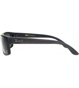 Rectangular Locs Sunglasses Mens Matte Black Rectangular Wood Textured Temple UV 400 - Black Brown - CD1953C2GX2 $20.43