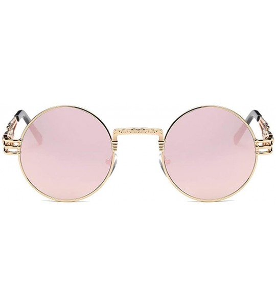 Round Vintage Steampunk Round Sunglasses Spring Legs John Lennon Style Sunglass - Rose Gold Pink - CT18UKWMIZR $29.91
