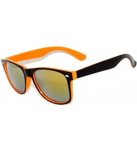 Wayfarer Vintage Two Tone - Black - Orange Sunglasses Retro 80's Gold Mirror Lens - CZ11NQR9HMX $18.87