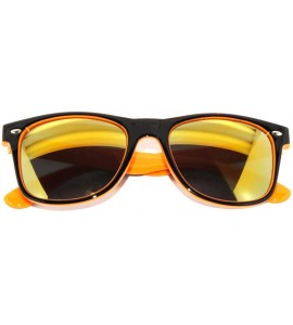 Wayfarer Vintage Two Tone - Black - Orange Sunglasses Retro 80's Gold Mirror Lens - CZ11NQR9HMX $18.87