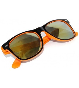 Wayfarer Vintage Two Tone - Black - Orange Sunglasses Retro 80's Gold Mirror Lens - CZ11NQR9HMX $18.87