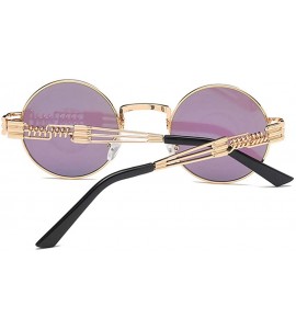Round Vintage Steampunk Round Sunglasses Spring Legs John Lennon Style Sunglass - Rose Gold Pink - CT18UKWMIZR $29.91