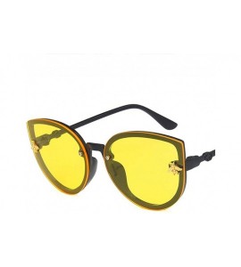 Oval Unisex Sunglasses Retro Bright Black Grey Drive Holiday Oval Non-Polarized UV400 - Bright Black Yellow - CJ18RKGAGY8 $18.18