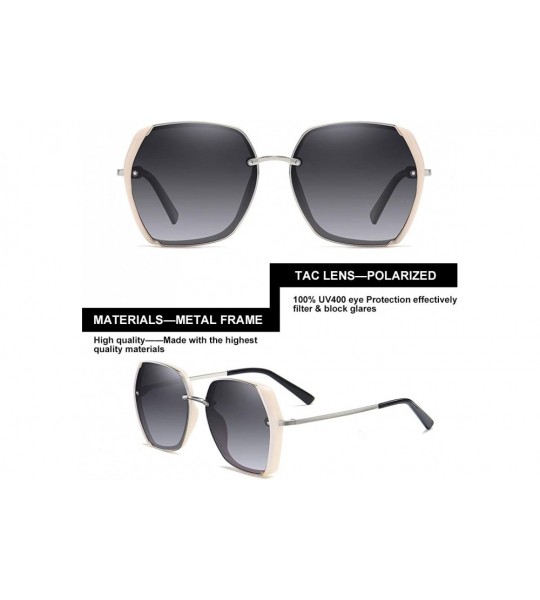 Oversized Women Sunglasses Oversized Fashion Woman Shades UV Protection WS008 - Beige Frame - CR198S8Y8MT $25.03