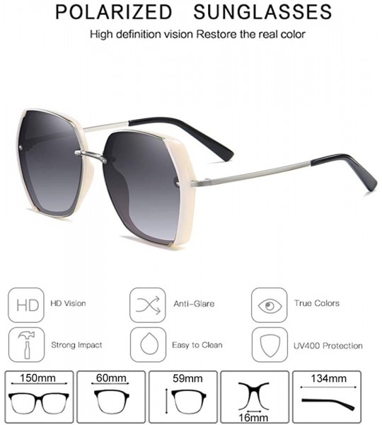 Oversized Women Sunglasses Oversized Fashion Woman Shades UV Protection WS008 - Beige Frame - CR198S8Y8MT $25.03